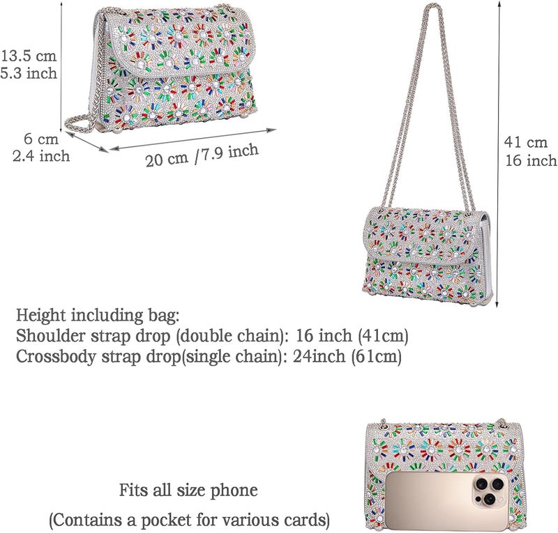 BBTT.ful Shoulder Bags Crossbody Bag Purses Handbags Crystals Rhinestone Evening Bag for Women Clutch Purse with Chain - Image 4